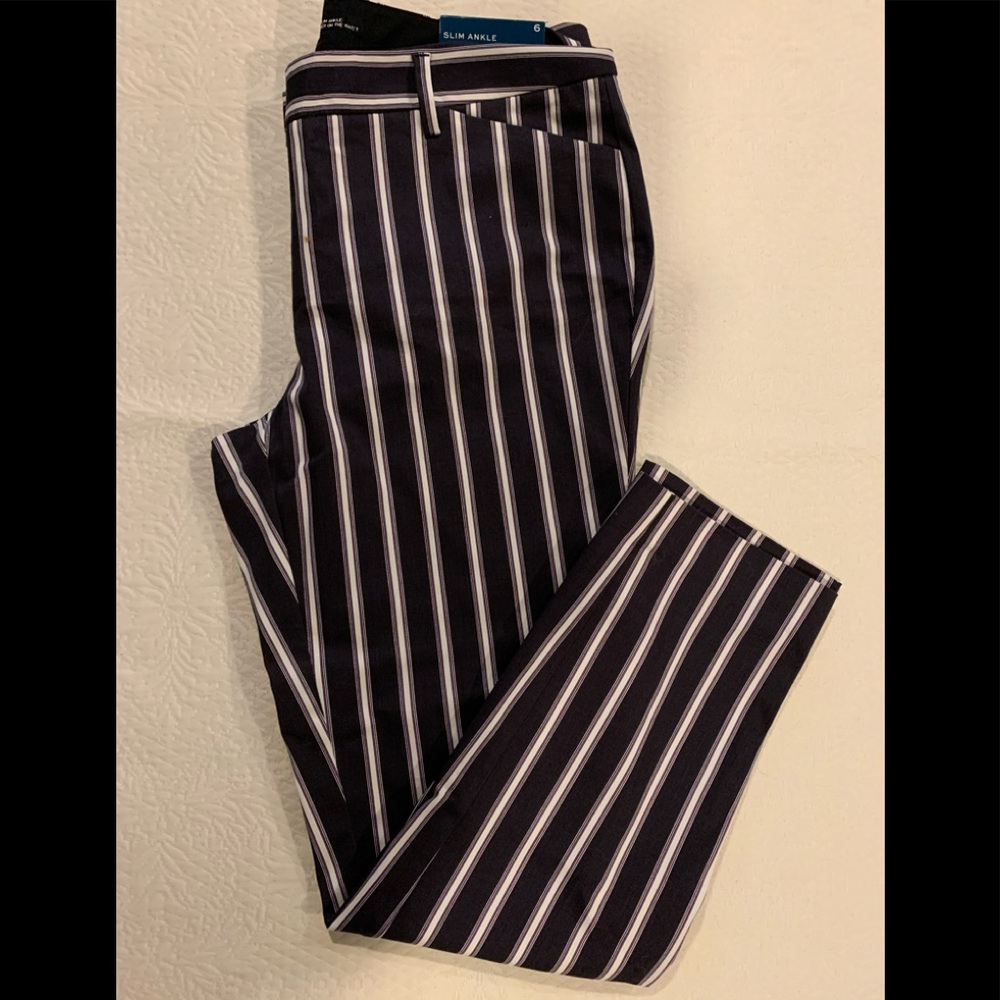 WORTHINGTON SLIM ANKLE STRIPE PANTS SIZE 6 NWT